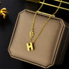 Necklace Titanium Steel Geometric Letter H Ball Chain Electroplated For Women