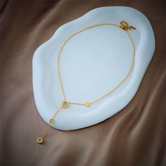 Necklace Titanium Steel Geometric Long Tassel Circle Chain Electroplating Women's Jewelry