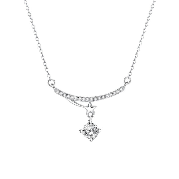 Necklace Titanium Steel Geometric Microinlaid Zircon Pendant Electroplating For Women