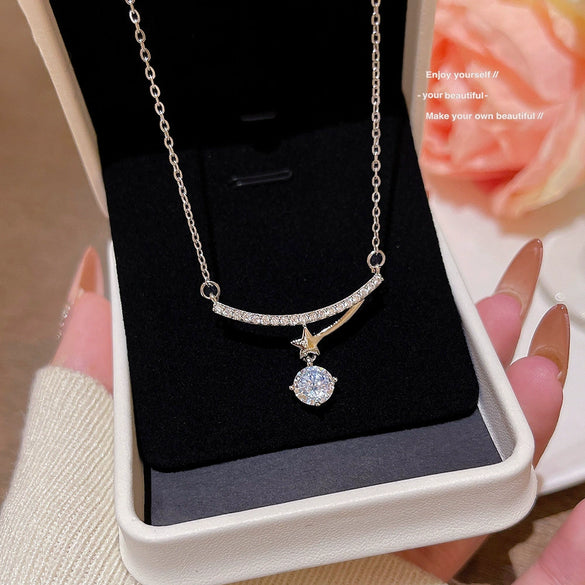 Necklace Titanium Steel Geometric Microinlaid Zircon Pendant Electroplating For Women