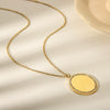 Necklace Titanium Steel Geometric Oval Pendant Electroplated Ball Chain