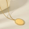 Necklace Titanium Steel Geometric Oval Pendant Electroplated Ball Chain