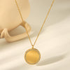 Necklace Titanium Steel Geometric Oval Pendant Electroplated Ball Chain