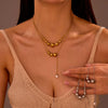Necklace Titanium Steel Geometric Pattern Brushed Electroplated 18K Gold Women's
