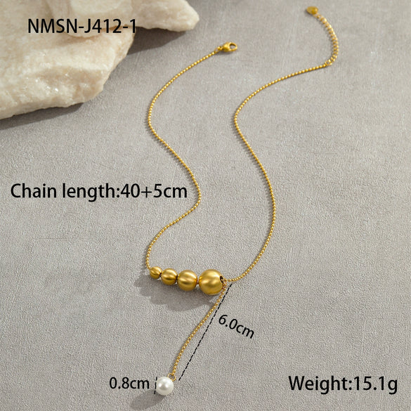 Necklace Titanium Steel Geometric Pattern Brushed Electroplated 18K Gold Women's