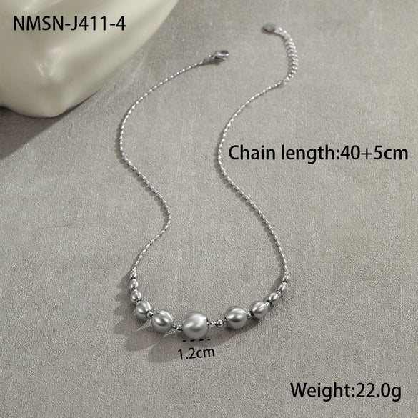 Necklace Titanium Steel Geometric Pattern Brushed Electroplated 18K Gold Women's
