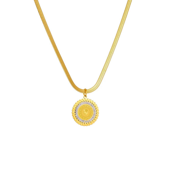 Necklace Titanium Steel Geometric Pattern Diamondembedded Snake Bone Chain Electroplating