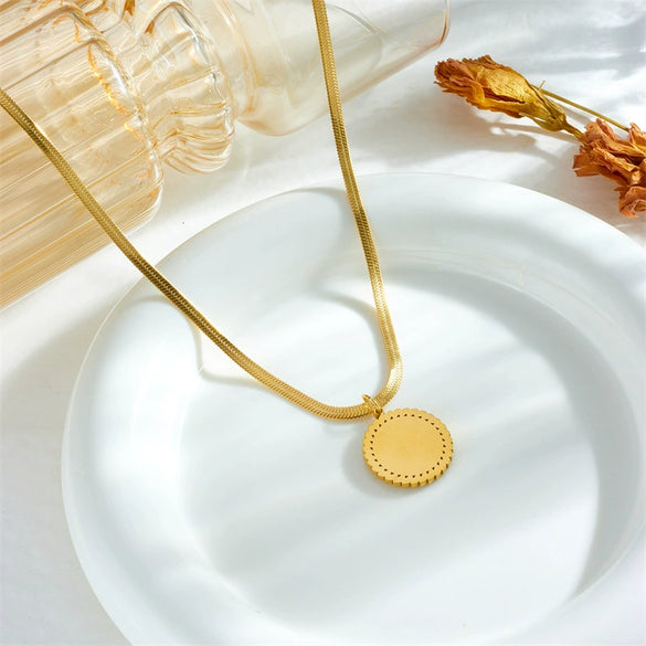 Necklace Titanium Steel Geometric Pattern Diamondembedded Snake Bone Chain Electroplating