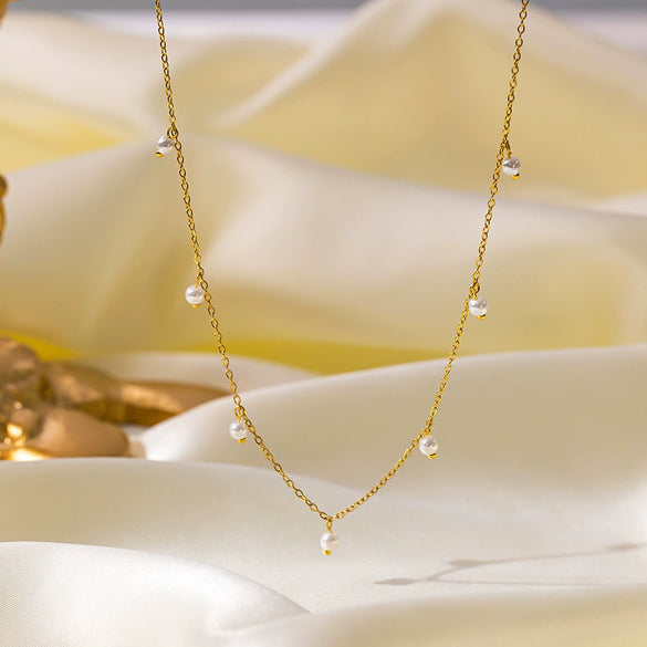 Necklace Titanium Steel Geometric Pearl Electroplating Snake Bone Chain Women's