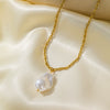 Necklace Titanium Steel Geometric Pearl Electroplating Snake Bone Chain Women's