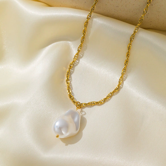 Necklace Titanium Steel Geometric Pearl Electroplating Snake Bone Chain Women's