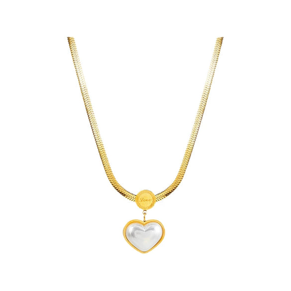 Necklace Titanium Steel Geometric Pearl Electroplating Snake Bone Chain Women's