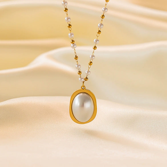 Necklace Titanium Steel Geometric Pearl Electroplating Snake Bone Chain Women's