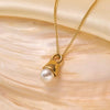 Necklace Titanium Steel Geometric Pearl Electroplating Snake Bone Chain Women's
