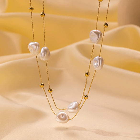Necklace Titanium Steel Geometric Pearl Electroplating Snake Bone Chain Women's