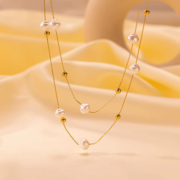 Necklace Titanium Steel Geometric Pearl Electroplating Snake Bone Chain Women's