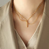 Necklace 316L Stainless Steel Geometric Pendant Multi Layer Stacked Women's Light Luxury Jewelry