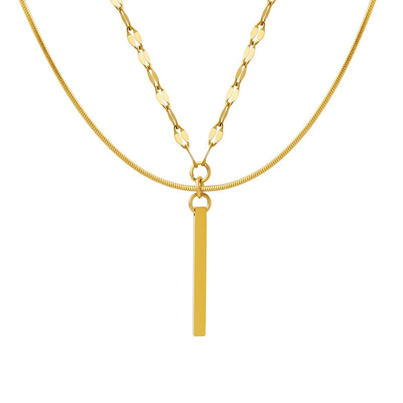 Necklace 316L Stainless Steel Geometric Pendant Multi Layer Stacked Women's Light Luxury Jewelry