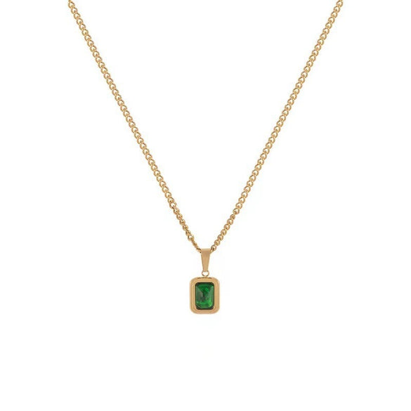 Necklace Titanium Steel Geometric Rhinestone Diamond Women's Retro