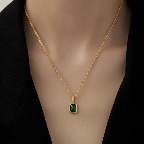 Necklace Titanium Steel Geometric Rhinestone Diamond Women's Retro