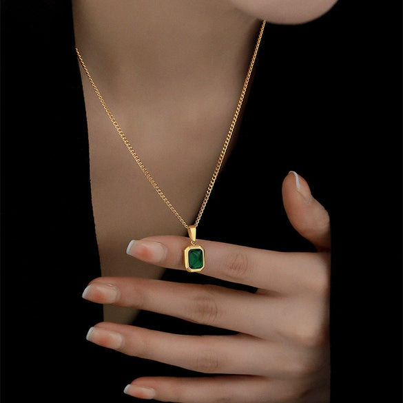 Necklace Titanium Steel Geometric Rhinestone Diamond Women's Retro