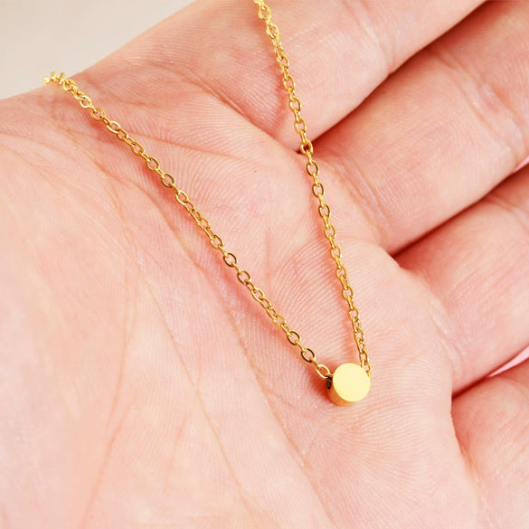 Necklace Titanium Steel Geometric Small Round Beads And Small Bean Cross Chain Original Design
