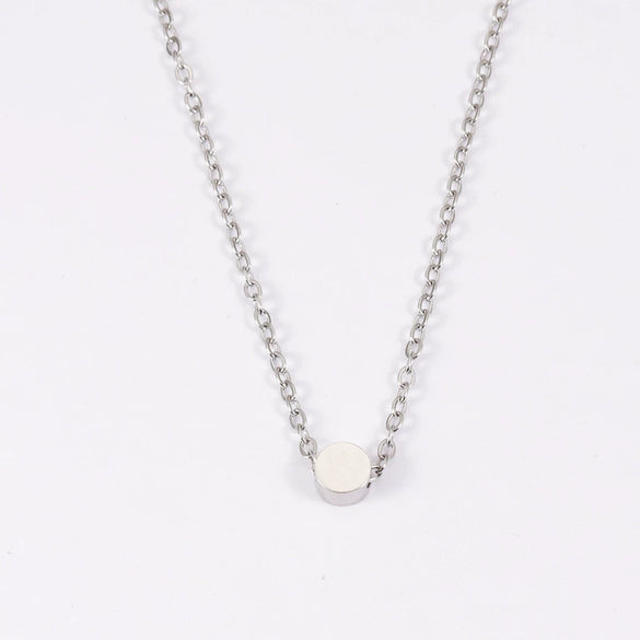 Necklace Titanium Steel Geometric Small Round Beads And Small Bean Cross Chain Original Design