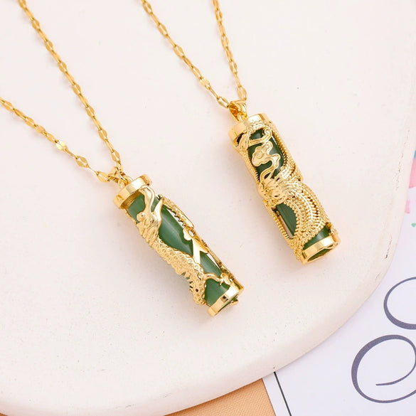 Necklace Titanium Steel Geometric Style Mixed Gemstone Inlay Electroplating Women's