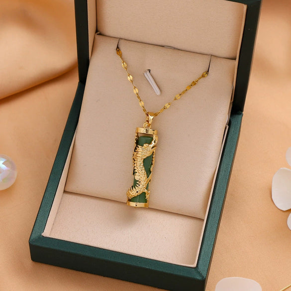 Necklace Titanium Steel Geometric Style Mixed Gemstone Inlay Electroplating Women's