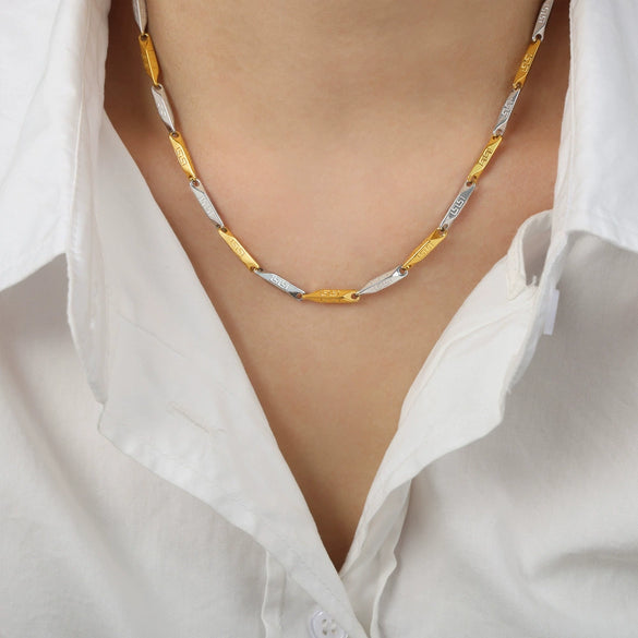 Necklace Titanium Steel Geometric Texture Electroplating Personality Style