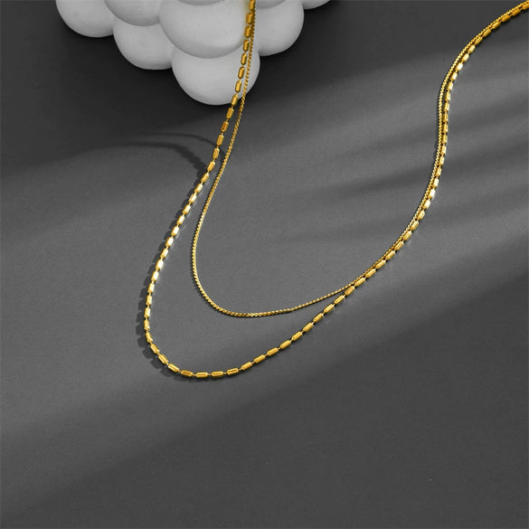 Necklace Titanium Steel Geometric Vacuum Electroplated In Furnace Oval Design Unisex
