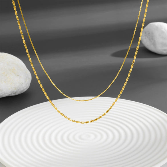 Necklace Titanium Steel Geometric Vacuum Electroplated In Furnace Oval Design Unisex