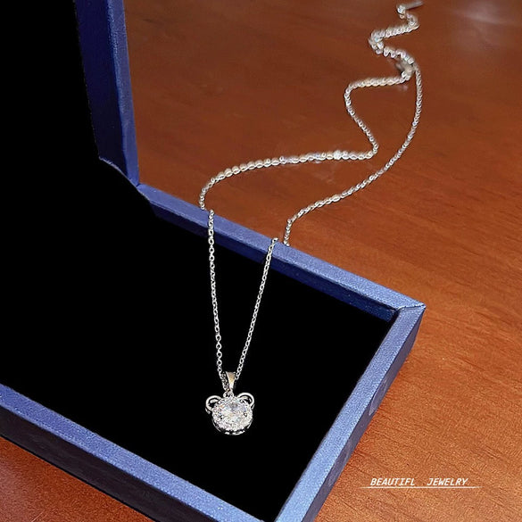 Necklace Titanium Steel Geometric Zircon Mixed Gemstone Setting For Women