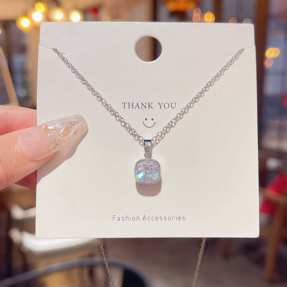 Necklace Titanium Steel Geometric Zircon Mixed Gemstone Setting For Women