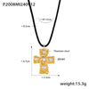 Necklace 316L Stainless Steel Glass Geometric Pattern Hammer Black Rope 18K Gold Plated Pvd