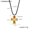 Necklace 316L Stainless Steel Glass Geometric Pattern Hammer Black Rope 18K Gold Plated Pvd