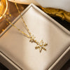 Necklace Titanium Steel Gold Inlaid Geometric Sixpointed Star Pearl Snowflake Design For Women