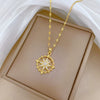 Necklace Titanium Steel Gold Plated Copper Full Diamond Micropaved Zircon Sun Eightpointed Star Geometric Cartoon Style