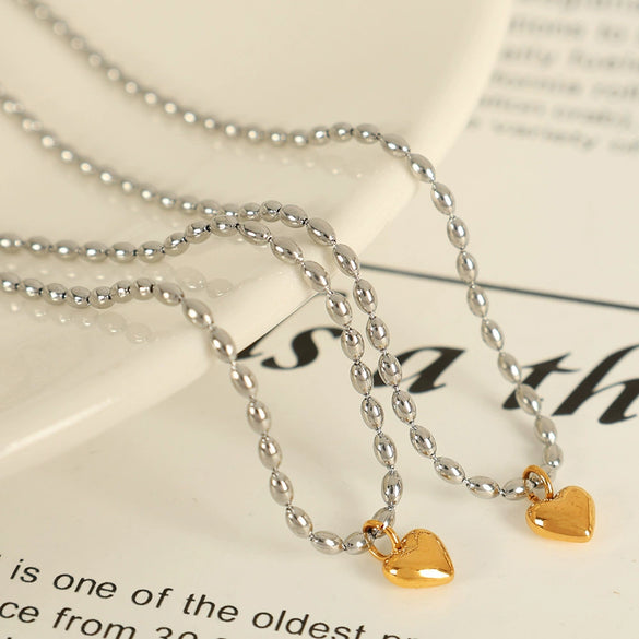 Necklace 316L Stainless Steel Gold Plated Love Design Joker Style For Women