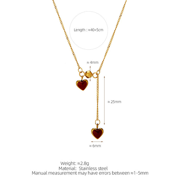 Necklace Titanium Steel Gold Plated Love Tassel Heart Shape Dripping Oil For Women