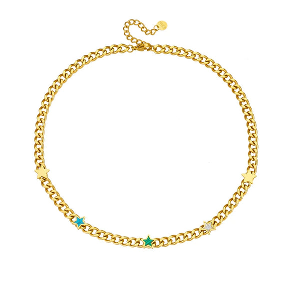 Necklace Titanium Steel Gold Plated Oval Geometric Five Pointed Star Love Butterfly Pattern Accessories