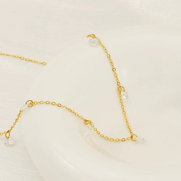 Necklace 316L Stainless Steel Gold Zircon Geometric Fashion Electroplated Ochain Women's