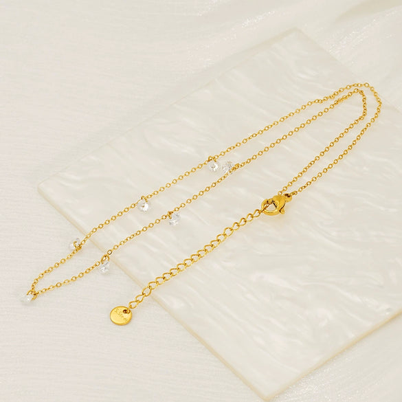 Necklace 316L Stainless Steel Gold Zircon Geometric Fashion Electroplated Ochain Women's