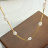 Necklace 316L Stainless Steel Goldplated Freshwater Pearl Geometric Personality Stitching Chain