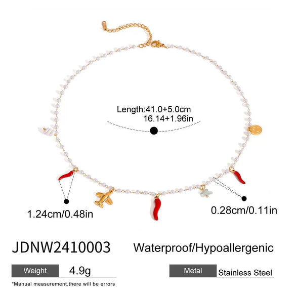 Necklace Titanium Steel Gravel Pearl Pepper Glow Plane Pendant Electroplating