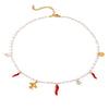 Necklace Titanium Steel Gravel Pearl Pepper Glow Plane Pendant Electroplating