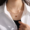 Necklace 316L Stainless Steel Heart Doublelayer Electroplated Red Acrylic Pendant For Women