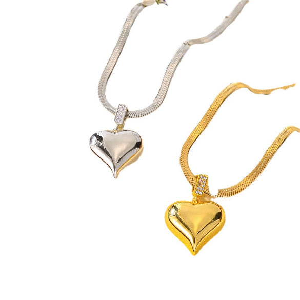 Necklace Titanium Steel Heart Pattern Electroplating Trendy Accessories
