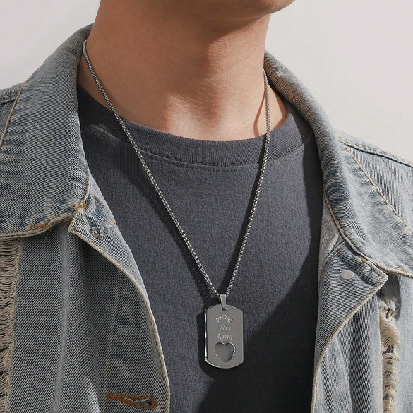 Necklace Titanium Steel Heart Pendant Dripping Glue Couple Style