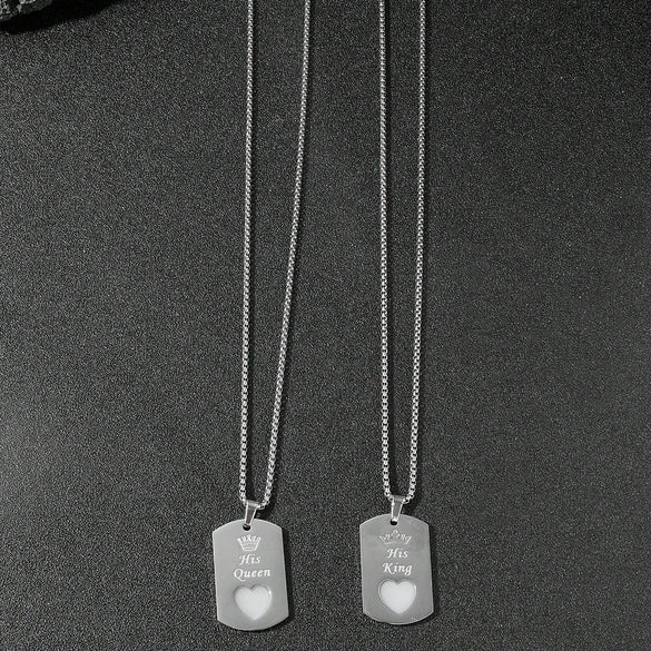 Necklace Titanium Steel Heart Pendant Dripping Glue Couple Style